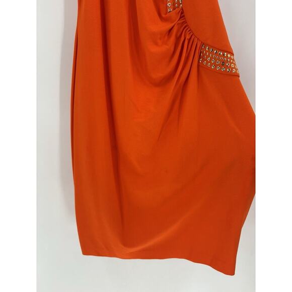 Cache Vintage Sleeveless Dress Womens Large Orange Bodycon Stretch Studded Club - Picture 6 of 16
